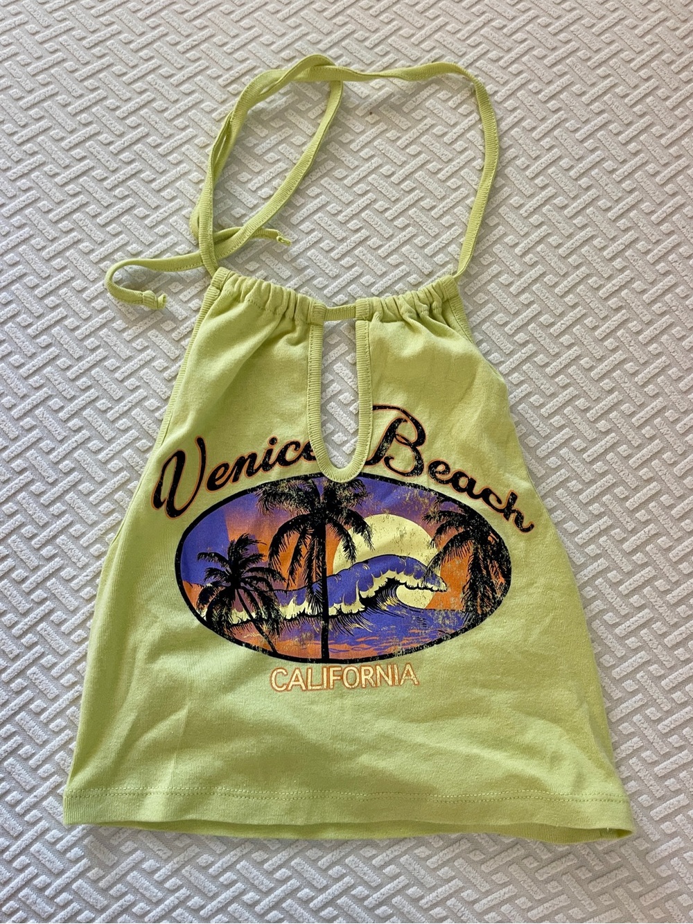 Venice Beach California Lime Green Keyhole Halter Top
